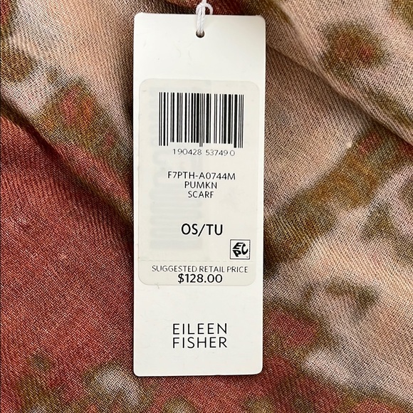 Eileen Fisher Abstract Pattern Scarf in Brown and Green - Picture 2 of 7